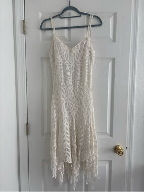 Sue Wong White Lace Beaded Fairy Dress
